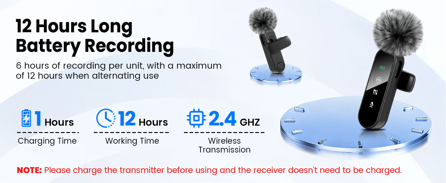 Беспроводной петличный микрофон Dual Set - Plug & Play, с автоматическим сопряжением, шумоподавлением, для iPhone, Android, USB-C устройств, YouTube, подкастов и видеосъемки