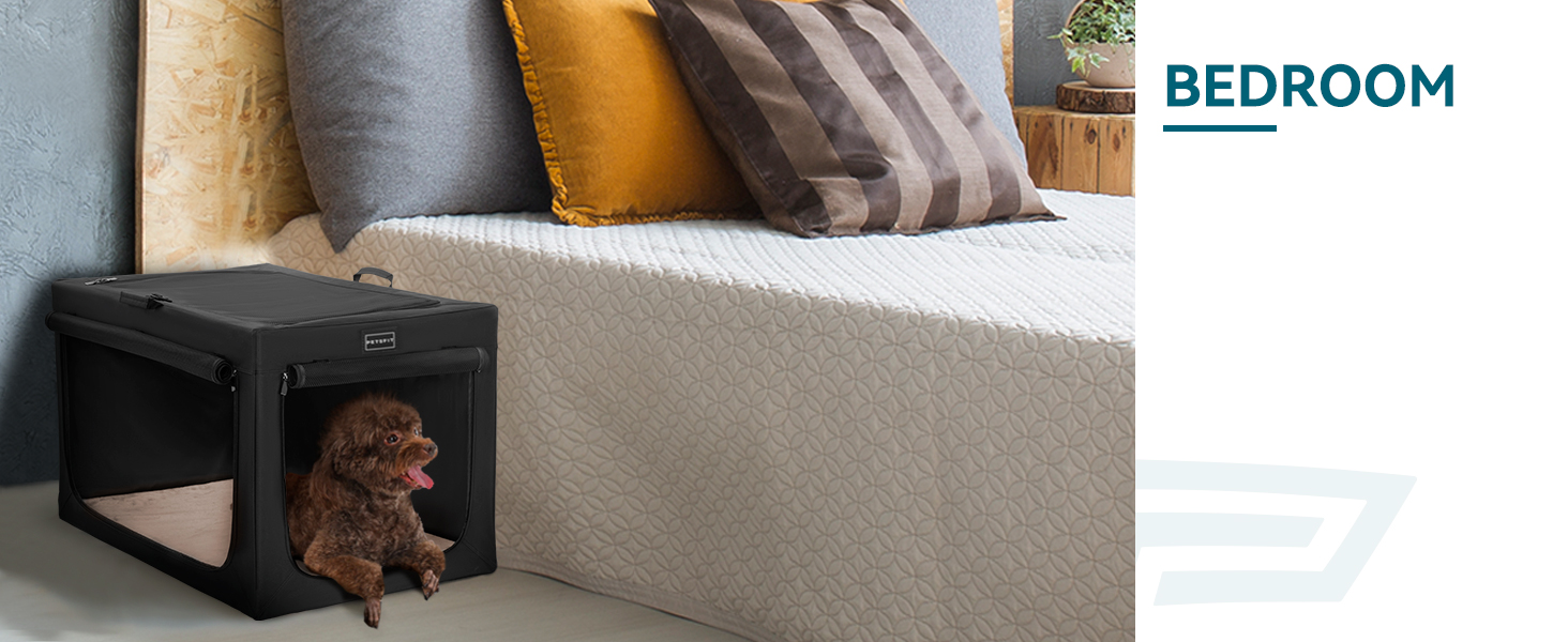 Клітка для собак Petsfit, велика, розкладна, чорна, 90x61x58 см, з підстилкою