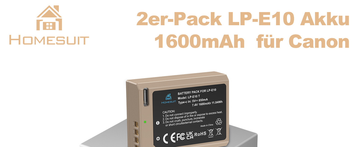 Комплект Homesuit: 3 акумулятори LP-E10 1600mAh та LCD-зарядний пристрій на 3 слоти для Canon EOS 1100D, 1200D, 1300D, 1500D, 2000D, 3000D, 4000D, Rebel T3, T5, T6, T7, T100, Kiss X50, X70, X80