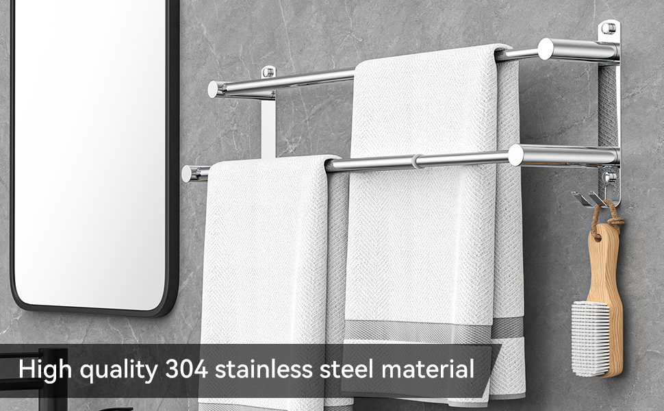 Висувна тримач для рушників 43-78 см, нержавіюча сталь, без свердління, стійка до вологи, для ванної кімнати та кухні