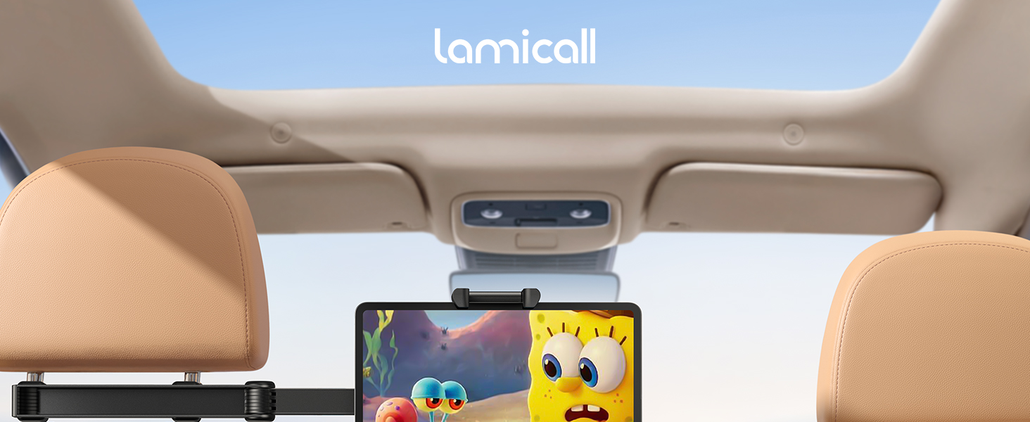 Автотримач для планшета Lamicall на підголівник, алюмінієвий, складний, для iPad, смартфонів, 6,1-13 дюймів