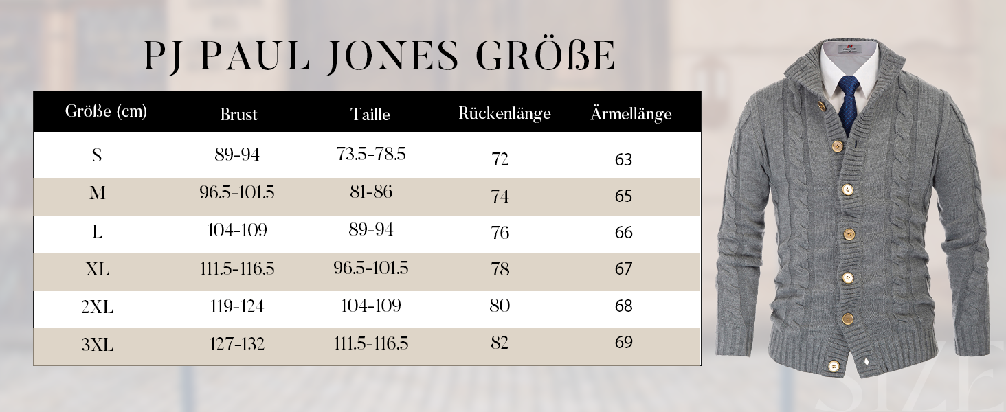 Світер чоловічий PJ PAUL JONES з кофтами, в'язаний з візерунком, з трикотажною фактурою та стійким коміром для осені/зими (M, Синій)