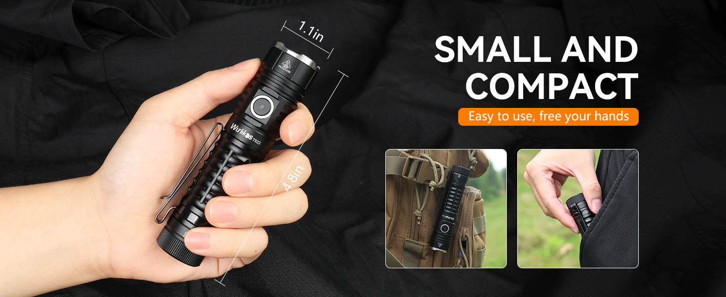 Wurkkos TS22 LED ліхтарик XHP70.3, 4800 люмен, водонепроникний тактичний ліхтарик з 6 режимами, CRI90, 5000K (зелений)