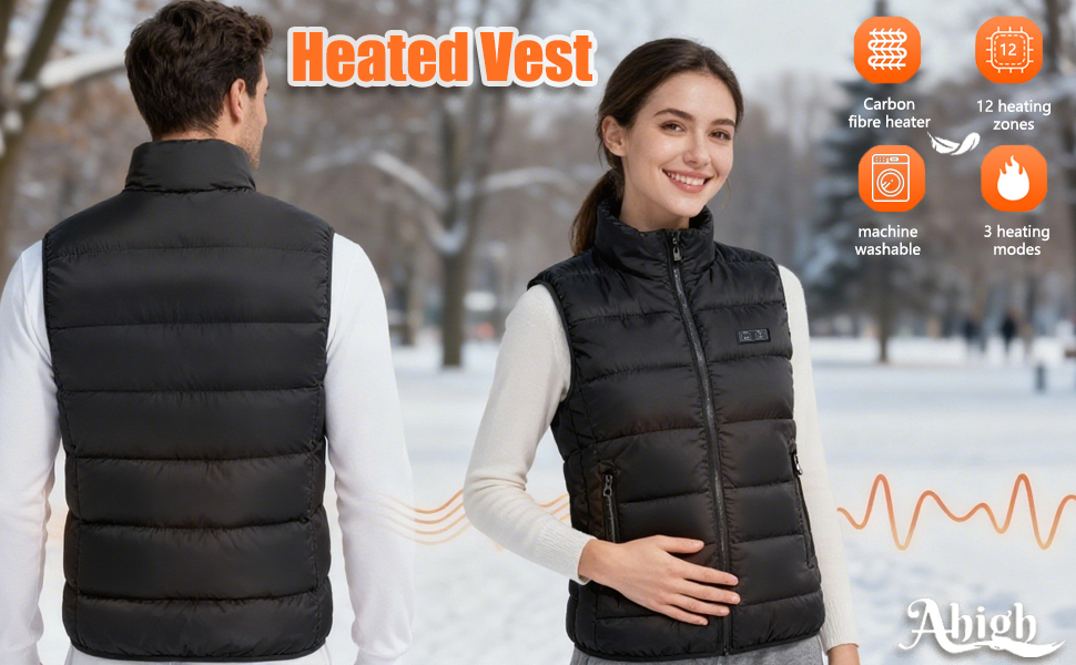 Обогріваючий жилет Ahigh для чоловіків та жінок з Powerbank, 12 зон нагріву, 3 температурні режими, для активного відпочинку (10000mAh, XXL)
