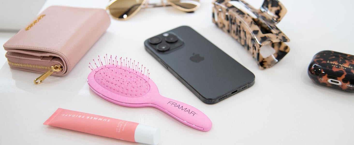 FRAMAR Міні гребінець для волосся - компактний, для подорожей, розплутування, для всіх типів волосся - матовий (рожевий)