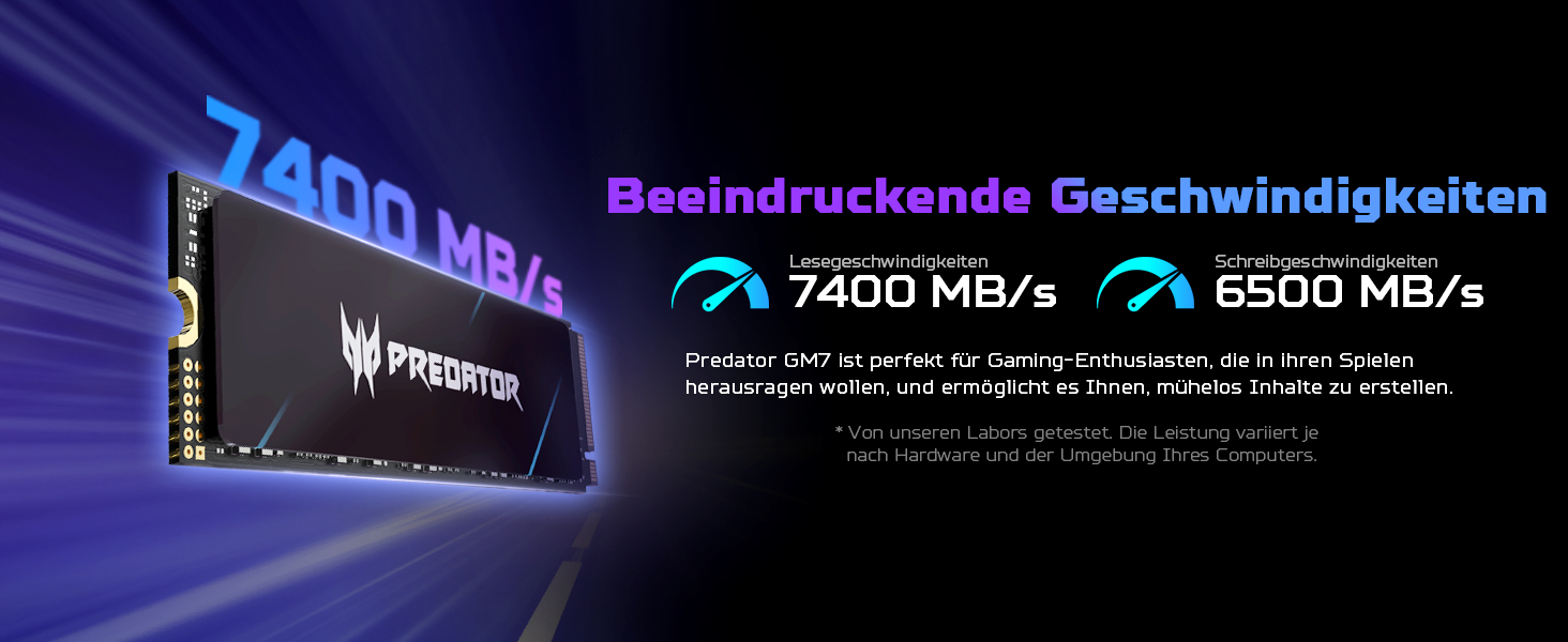 SSD Acer Predator GM7 1TB M.2 NVMe PCIe 4.0 - Швидкість читання до 7400 МБ/с - для ПК, ноутбука, PS5