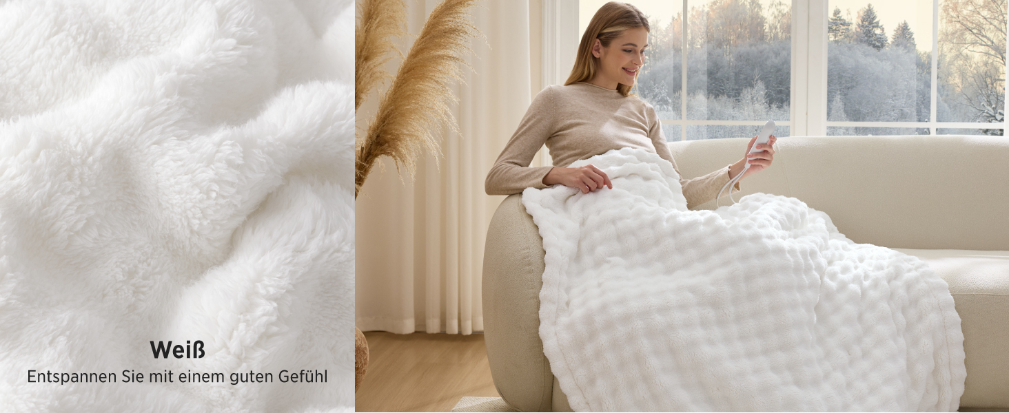 Електрична грілка-ковдра BEDSURE для обігріву, м'яка фланелева ковдра, світло-рожева, 130x180 см