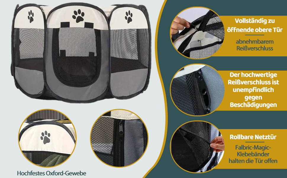 Складана вольєр для цуценят та котів 74x74x43 см - сірий. Підходить для собак, котів, кроликів.