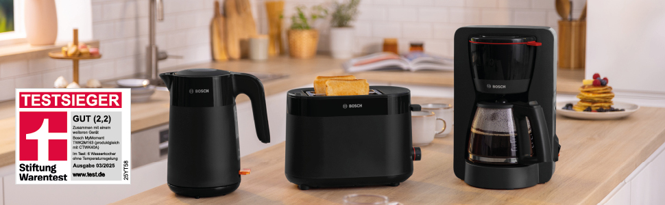 Електричний чайник Bosch MyMoment TWK2M163: 1.7 л, 2400 Вт, автоматичне відключення, захист від перегріву, покажчик рівня води, знімний фільтр від накипу, чорний матовий