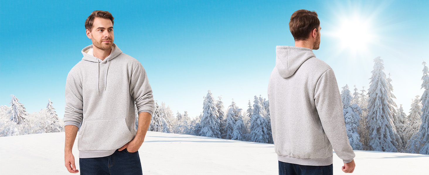 Чоловічий світшот з капюшоном, теплий, сірий (XXL)