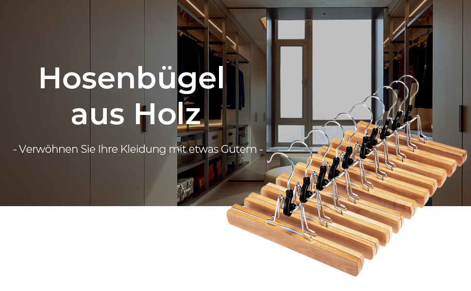 Дерев'яні вішалки для штанів та одягу HOUSE DAY з кліпсами, 25 шт. - білі, міцні, обертаються на 360°