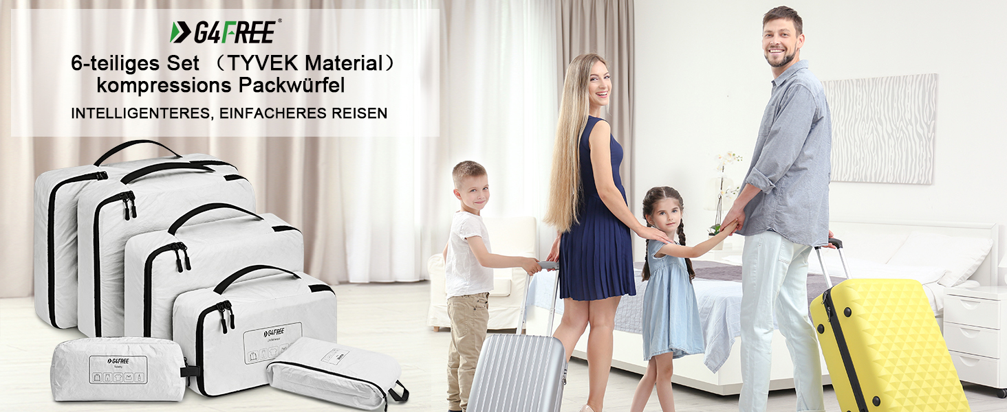 Набір органайзерів для валізи G4Free (6 шт) з Tyvek - розширювані сумки для одягу в подорож