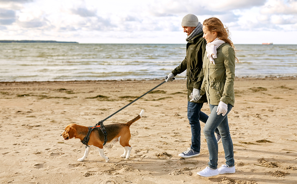 Шлейка для собак PHOEPET з регулюванням, для прогулянок, з карабіном, світловідбиваючими смугами, ручкою для контролю, великі та середні породи собак (L, помаранчевий)