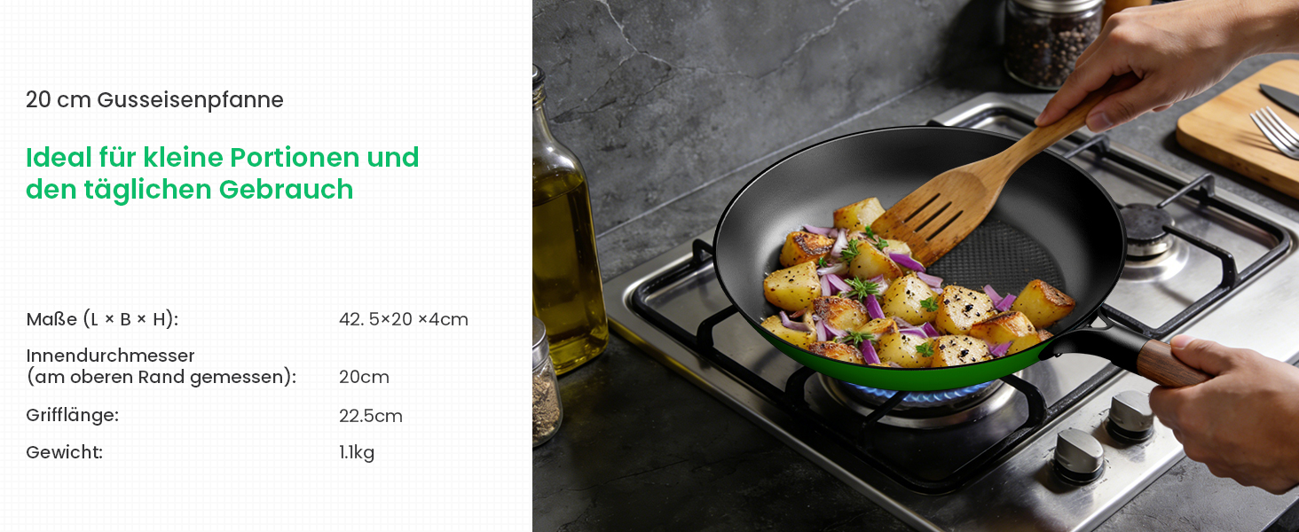 Чавунна сковорода YUTANN для індукції, газу, електроплити 20/24/28 см. Без PFOA/PFAS, з антипригарним покриттям