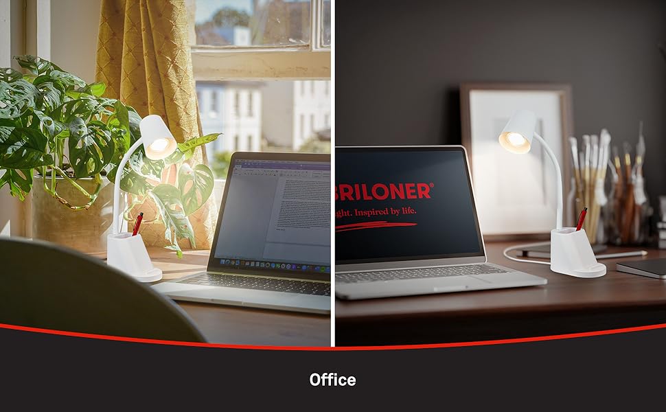 LED настільна лампа BRILONER з торшетом, чорна, 38,5 см, сенсорне керування, поворотна, з можливістю заміни лампочки