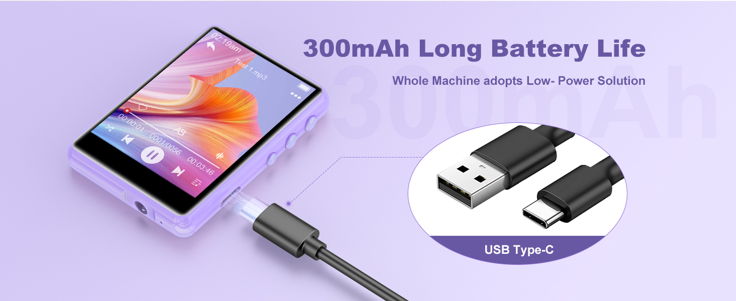 MP3 плеєр SWOFY 128GB Bluetooth 5.3, фіолетовий: музичний плеєр з сенсорним екраном 2.4