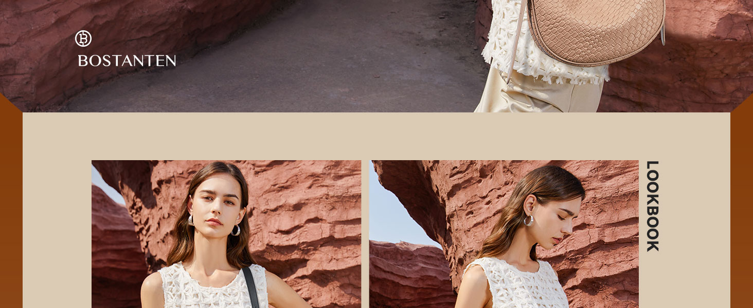 Сумка жіноча BOSTANTEN велика шопер з екошкіри, чорна/коричнева, на плече, елегантна сумка-хобо