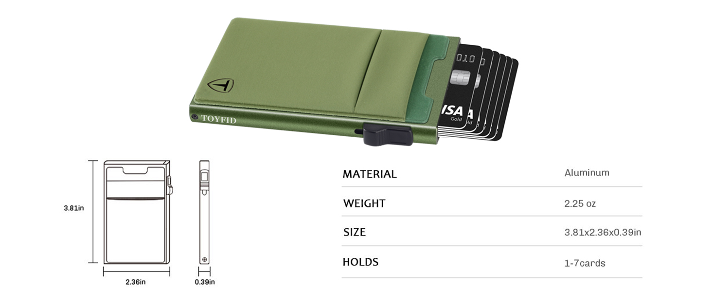 RFID-захисний картхолдер-органайзер для карток з відділенням для монет (1 шт., зелений)