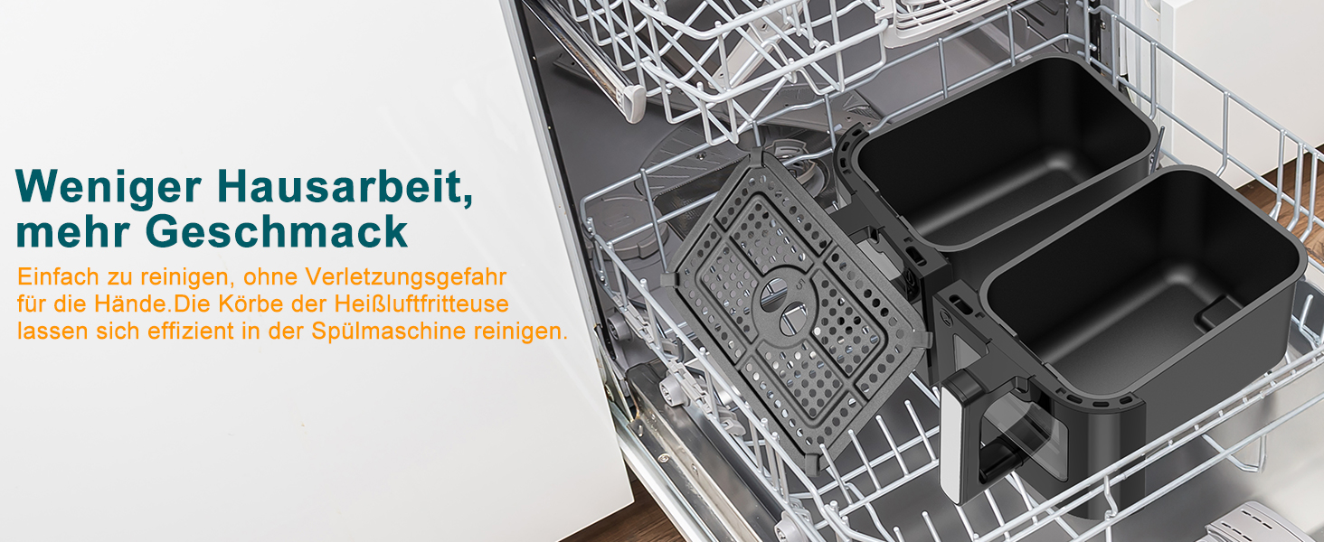 Фритюрниця без олії з 2 камерами, 10л, XXL, 8-в-1, сенсорний екран, таймер, для здорового харчування