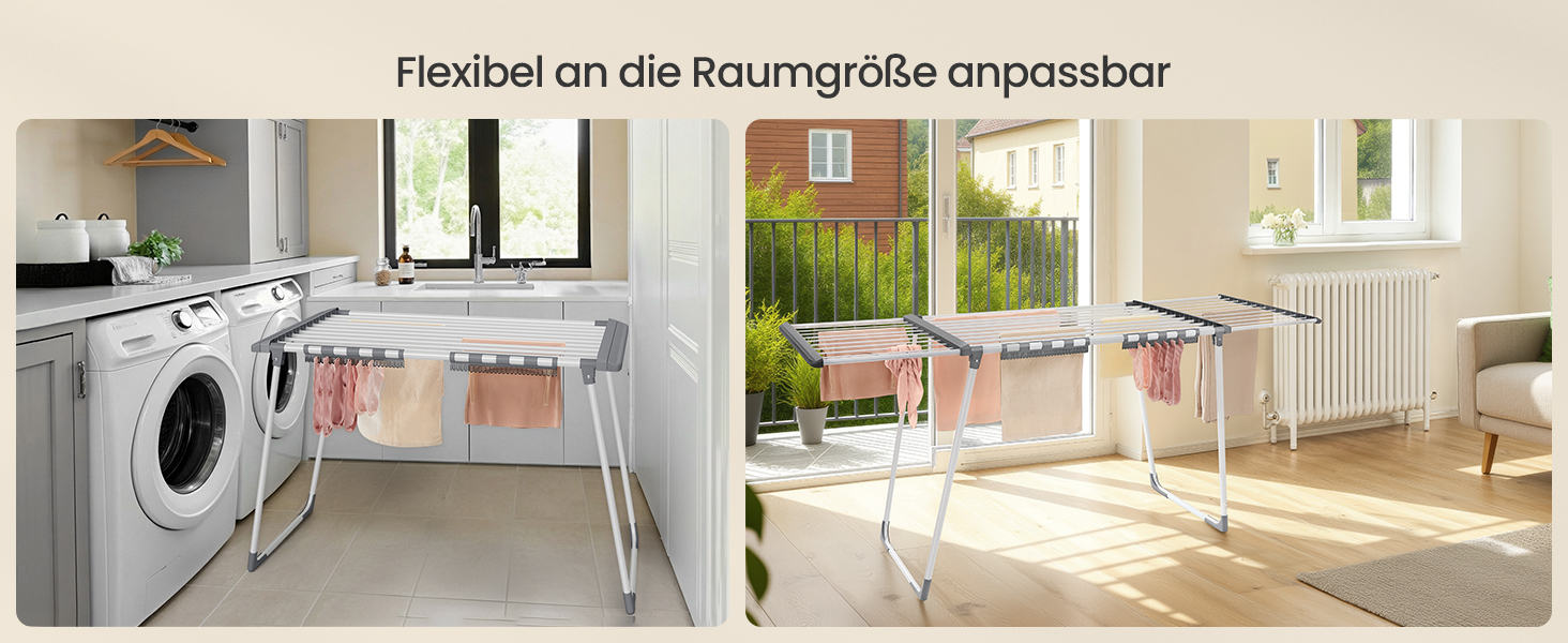 SONGMICS Сушарка для білизни SONGMICS LLR518G01, металева, розкладна, 52.5 x 173 x 96.5 см, з тримачем для шкарпеток, для одягу, рушників, білизни