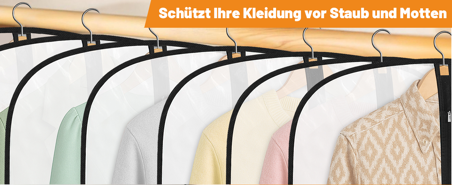 12 містких мішечків для одягу Dntorx 100 x 60 см, PEVA, прозорі, з блискавкою. Захист для костюмів, сорочок, суконь, пальто.