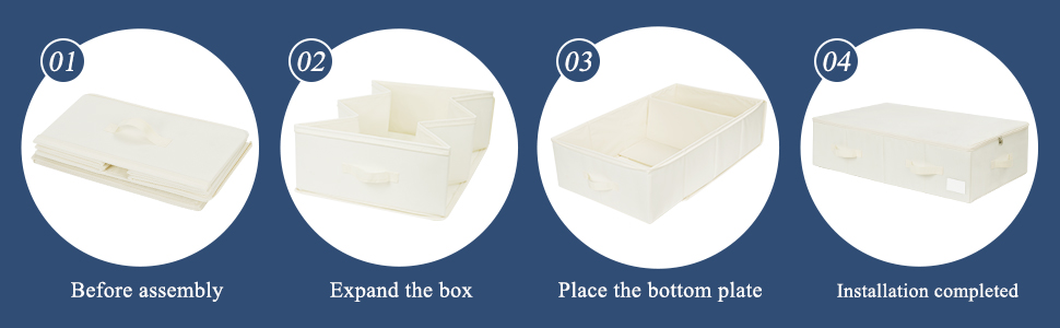 Комод під ліжко Lannvan, 2 шт. Коробки для зберігання під ліжко з кришкою, складні, з 4 посиленими ручками, для одягу, постільної білизни, ковдр, подушок (70 * 41 * 18 см), Бежевий