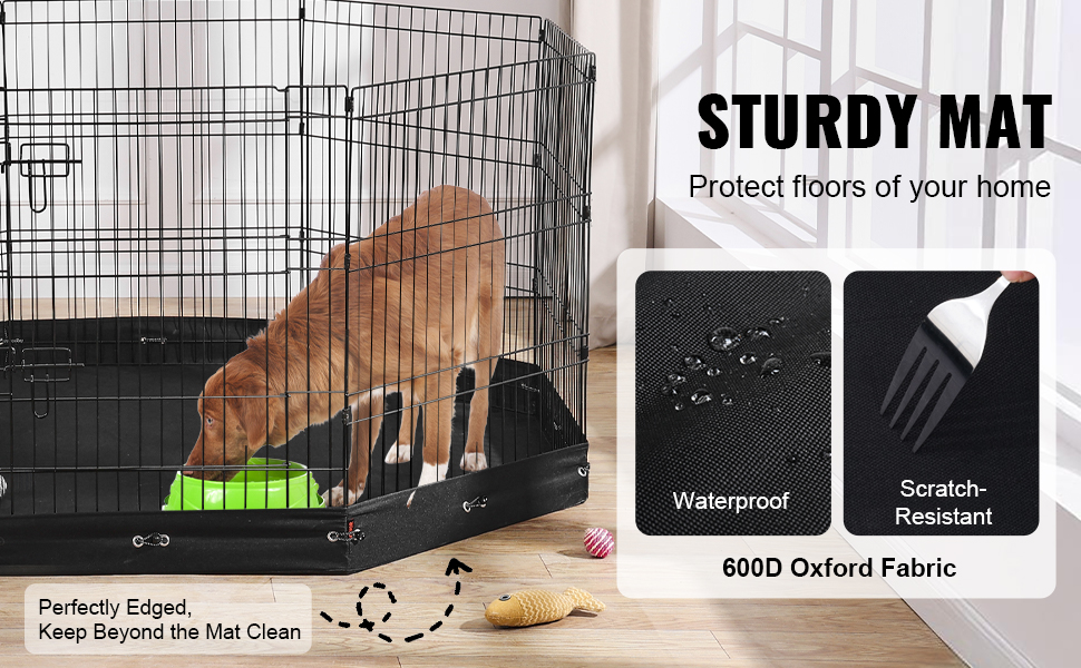 Лягушковий загін для собак VEVOR: 8 панелей, 76x61 см, металевий, з килимком, для собак, котів та інших дрібних тварин
