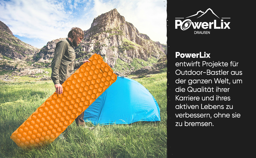 Надувний килимок для кемпінгу POWERLIX - Ultraleichte, компактний, легкий, для відпочинку на природі, туризму, рюкзакових подорожей, з сумкою та ремкомплектом, Marineblau