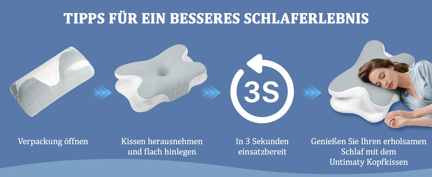 Ортопедична подушка для шиї з Memory Foam - для сну на боці, спині та животі з покриттям з льонової тканини (сіра)