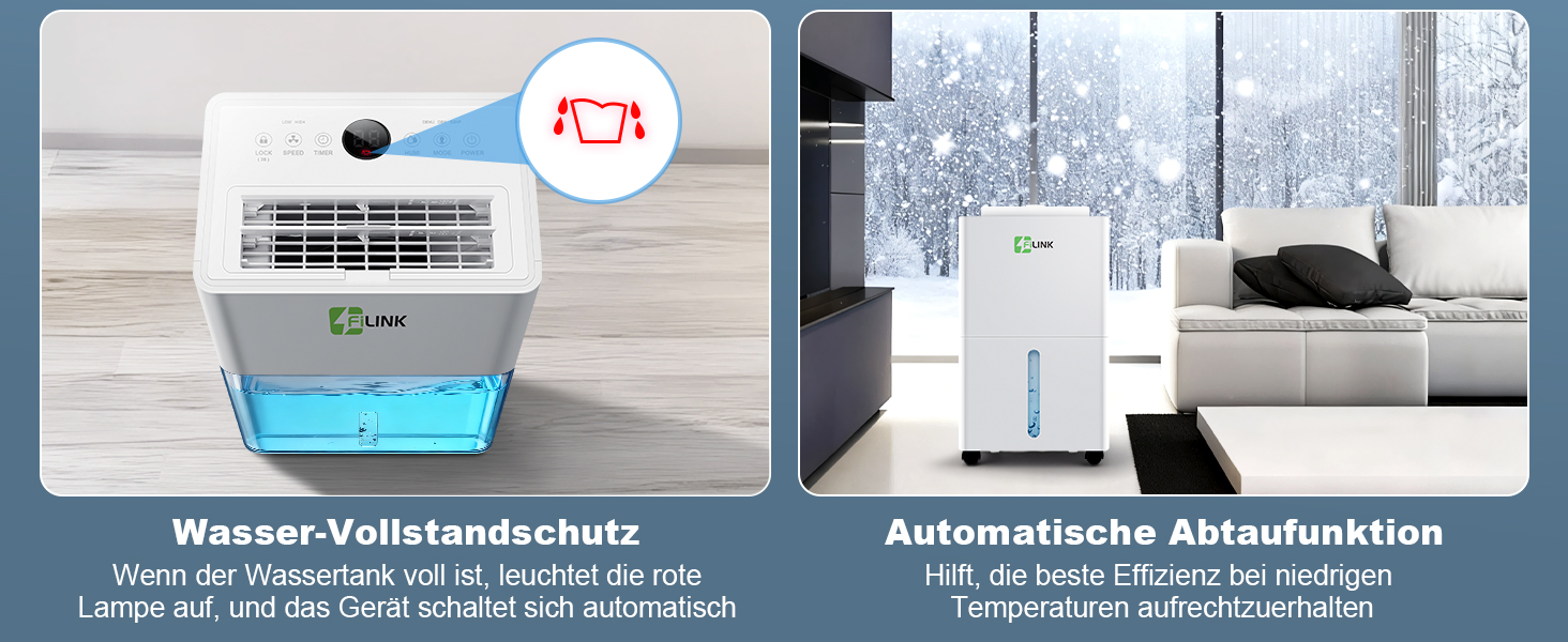 Електричний осушувач повітря 9л/добу, тихий, з дитячим замком, захистом від переливу та авторестартом, для спальні, ванної, підвалу та пральні