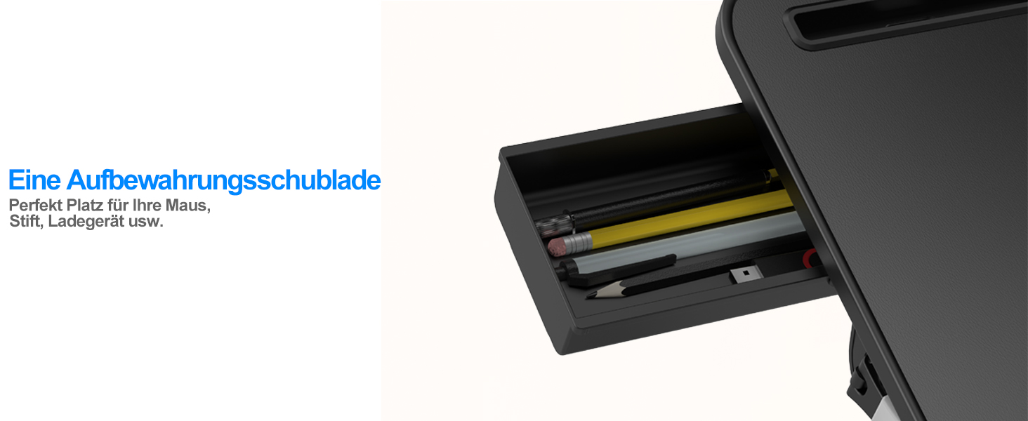 Стіл для ноутбука Potuopy з регульованою висотою та кутом нахилу, складний, великий розмір (60*40 см), чорний, з еко-деревом для роботи, читання та їжі на ліжку/дивані