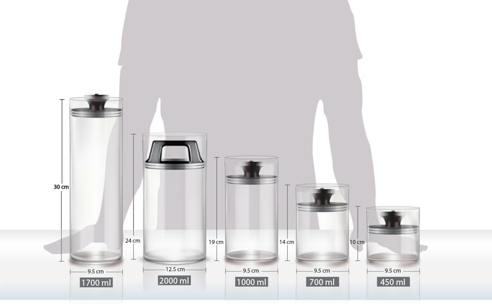 Кавова банка Kitchen&CO. з вакуумним кришкою, 2000 мл, скло, BPA-free, для зберігання кави