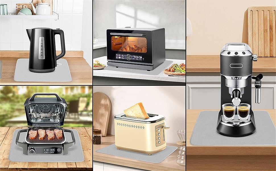 Термостійкий килимок під фритюрницю 2 шт. 40 x 45 см, 1 мм - захист від нагріву, для кухонних стільниць, масло- та водовідштовхувальний, легко миється (сірий, 40x60x0.1 см)