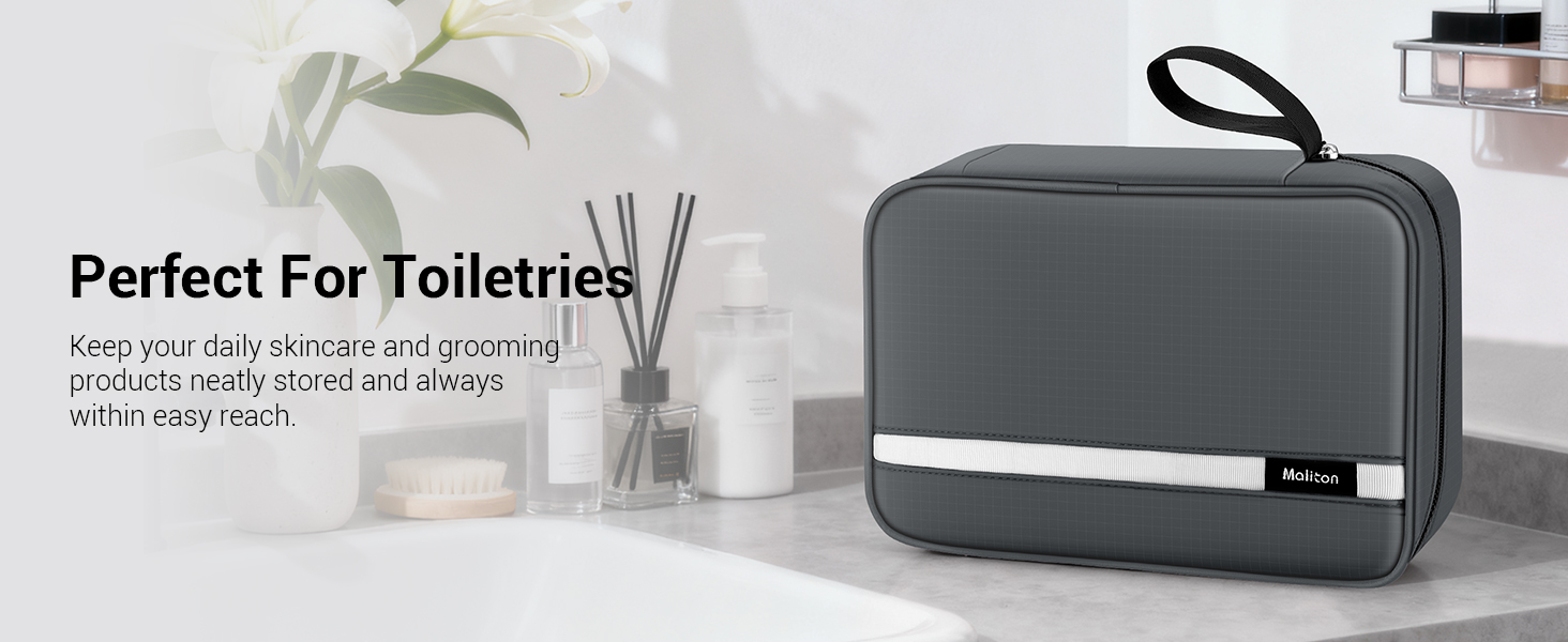 Сумка для туалетних аксесуарів Maliton: велика водонепроникна сумка-органайзер для подорожей, спорту та басейну | 4 відділення | Складана та компактна (Сірий)