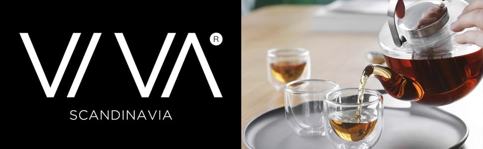 Чайник VIVA Scandinavia скляний з фільтром для заварювання чаю, термостійкий, 1,3 л, для листового чаю та підігріву на підставці
