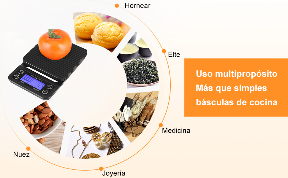 Кухонні ваги цифрові 3 кг/0,1 г з LCD дисплеєм, функцією тарування та таймером, чорного кольору.