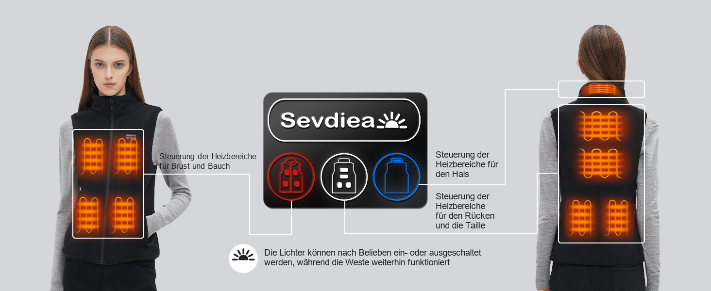 Жіноча флісова жилетка з підігрівом та Powerbank 16000mAh, 9 зон підігріву, контролер, світлодіодне освітлення, чорний