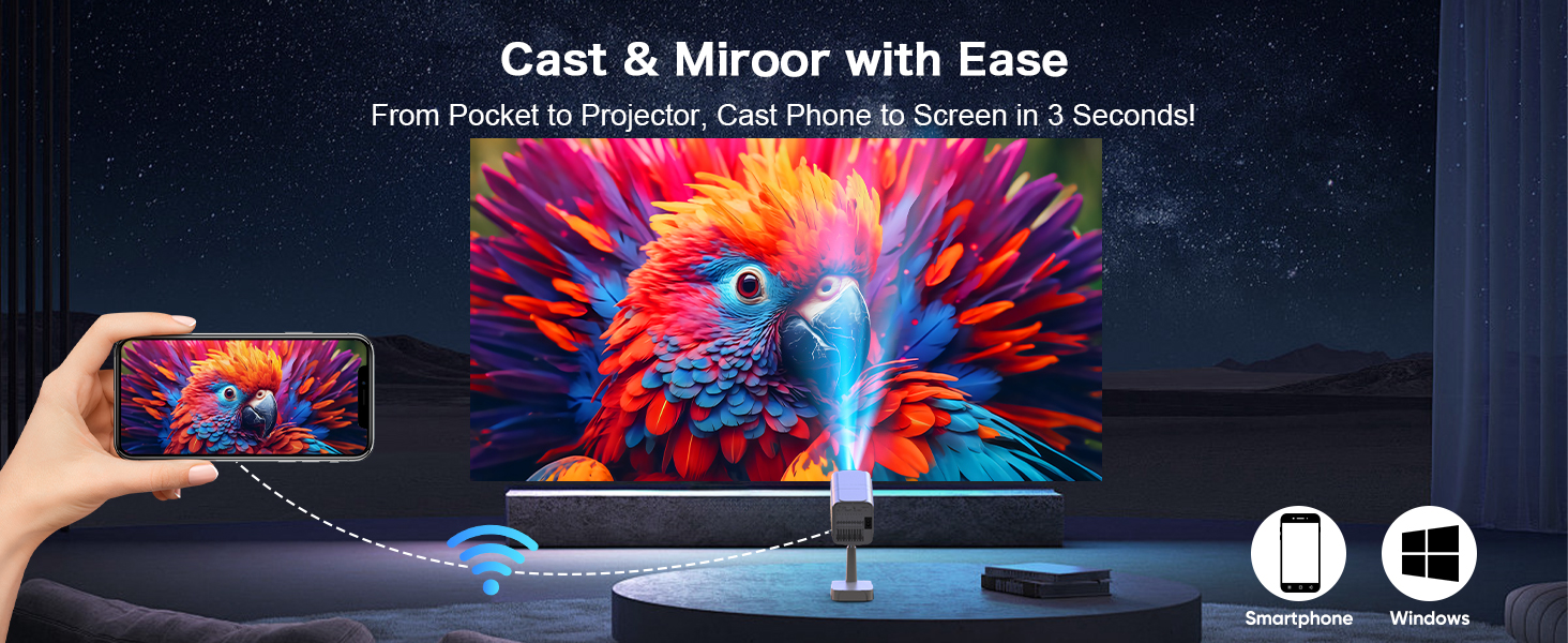 Smart Beamer Puxinat з Android TV, WiFi 6, Bluetooth 5.2: Міні проектор 1080P з авто-корекцією трапецеїдальних спотворень, регульованою підставкою та підтримкою YouTube, Netflix, Hulu