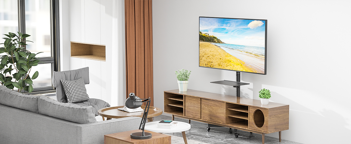 Підставка для телевізора BONTEC на коліщатках для Plasma/LCD/LED телевізорів 23-60 дюймів, регульована по висоті, з підсвічуванням та немаркими колесами, VESA до 400x400, до 40 кг, чорний