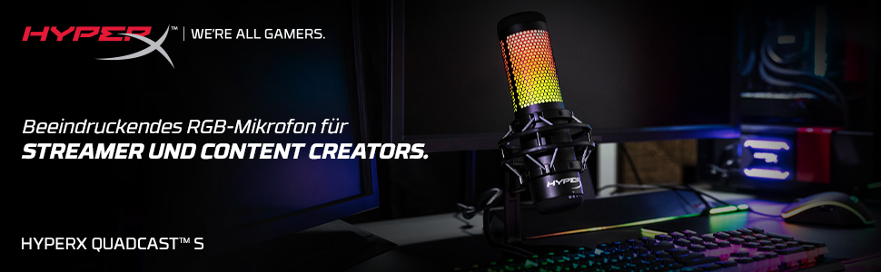 Мікрофон HyperX QuadCast S RGB USB для ПК, PS4, Mac – чорний, для стрімінгу, геймінгу, подкастів