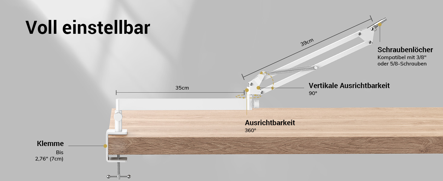 Тримач для мікрофона TONOR T20LP з низьким профілем - регульований штатив для геймінгу, подкастингу та запису звуку