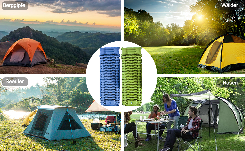 Надувна туристична матрац Holwim Isomatte з самонадуваванням, самостійно надувається, з подушкою та насосом, ультралегка, компактна, для кемпінгу, блакитна