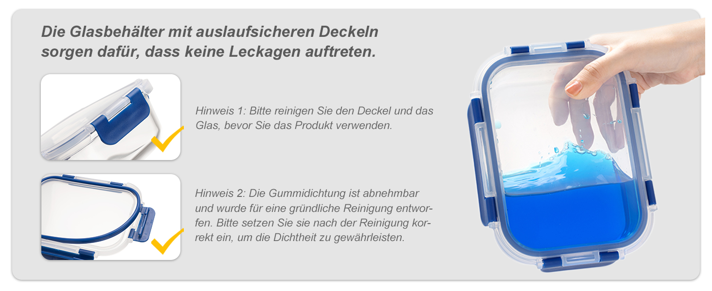 Набір скляних контейнерів для зберігання їжі з кришками з преміум-пластику, 10 шт., блакитні