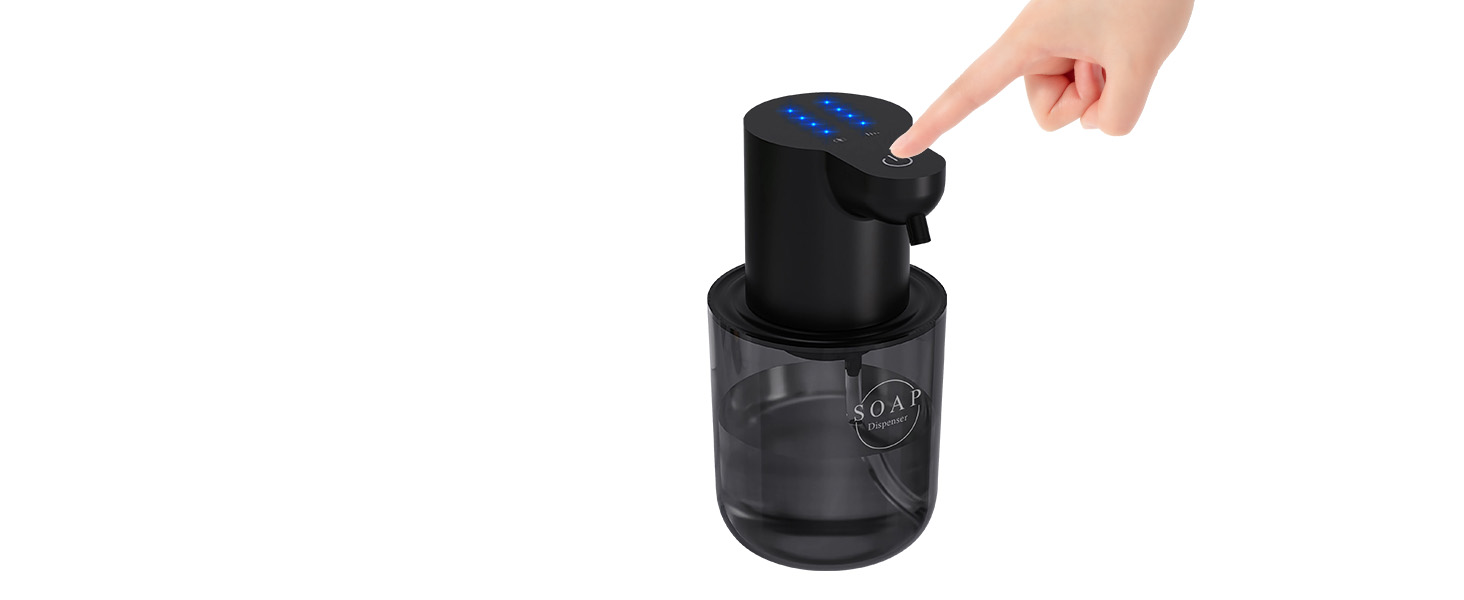 Автоматичний диспенсер для рідкого мила Cuteefun, 400 мл, сенсорний, індикатор заряду, 4 рівні дозування, для ванної/кухні, чорний