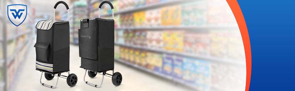 Складаний візок для покупок 75 л з нержавіючою рамою та водонепроникною сумкою (чорний)