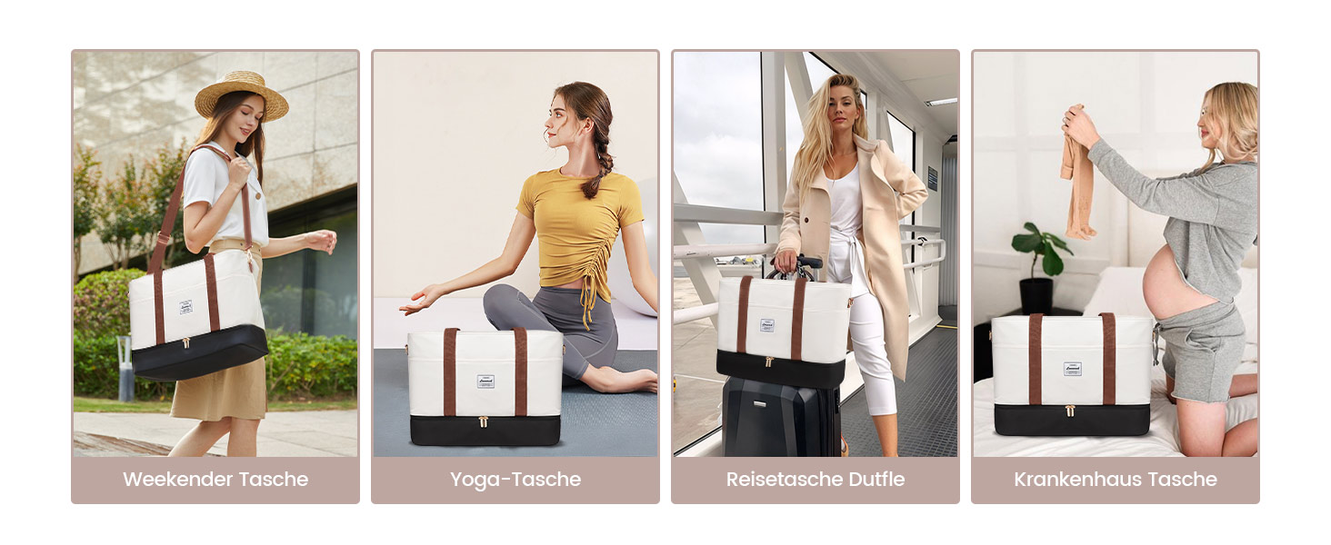 Сумка-рюкзак LOVEVOOK для жінок, 42L: водонепроникна дорожня сумка-мішок з відділенням для взуття, ідеальна для подорожей, спортзалу, пологів та Ryanair