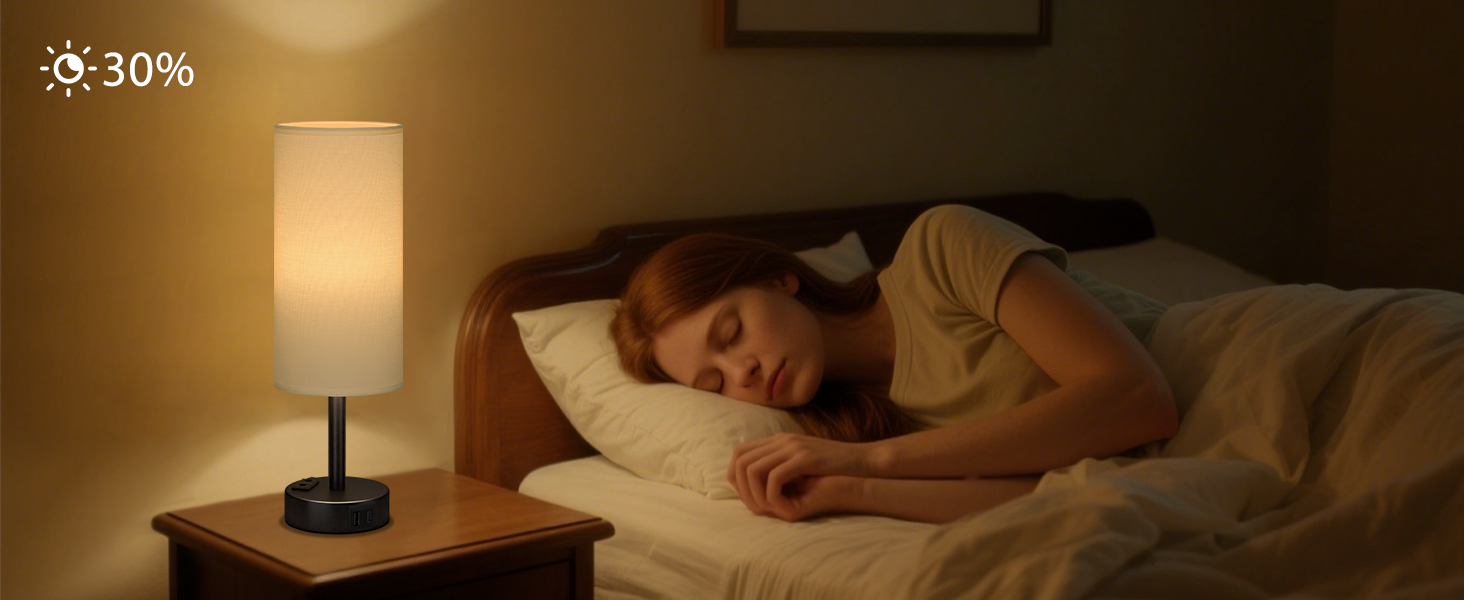 Настільна лампа Kakanuo з торшером, USB-порт, регулювання яскравості, тканинний абажур, для спальні, вітальні, дитячої кімнати, офісу (з лампочкою), білий A