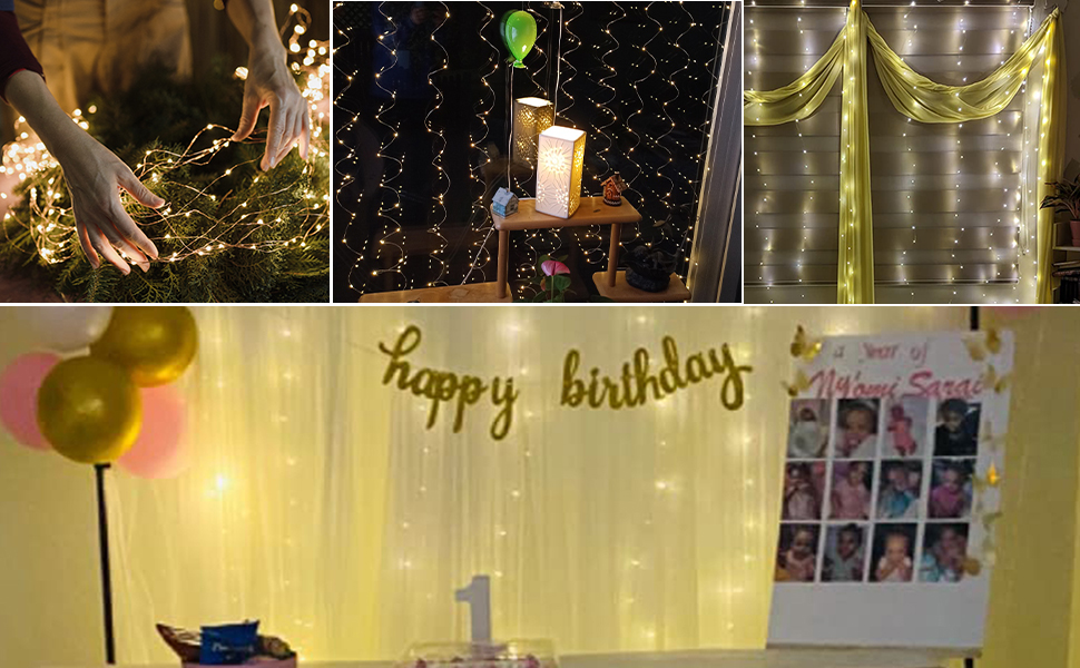 Ланцюжок світлодіодів 2x2м, 200 LED, USB, тепле біле світло для декору кімнати, вечірки, Рамадан, весілля, Різдво