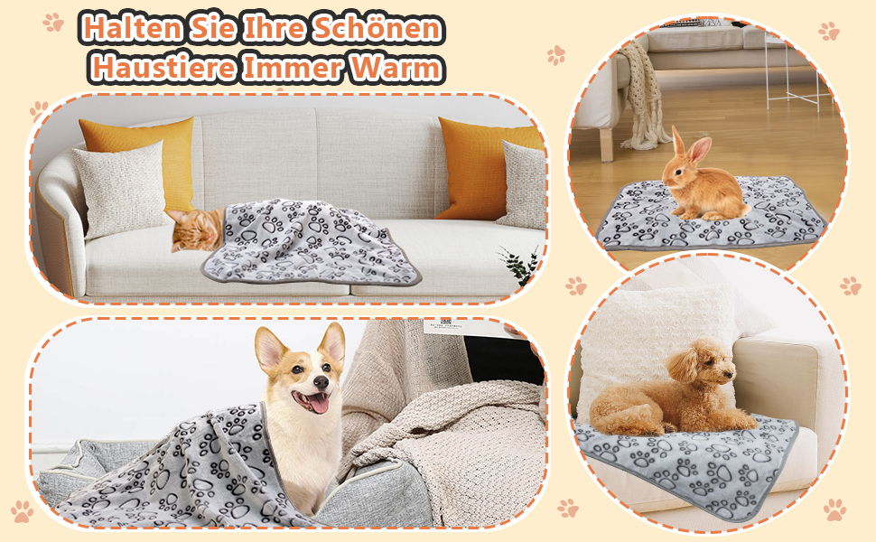 3 шт. м'яка ковдра для собак, котів, 110x80 см та 80x100 см, сіра. Практична, миюча, для дому та подорожей.