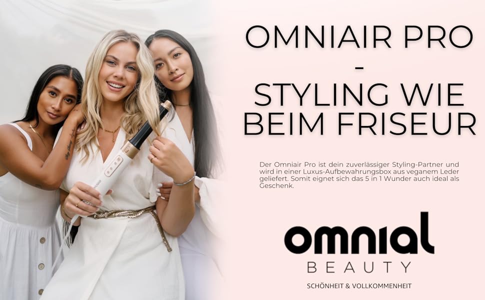 Omnial Omniair Pro 5в1: Станція для укладки волосся з 5 насадками, 3 температурні та 3 режими повітря, Coldshot для фіксації, підходить для всіх типів волосся